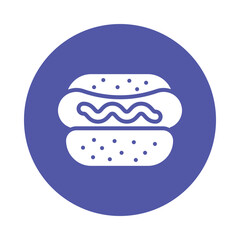 Hot Dog vector gylph Circle Icon. Eps 10 file