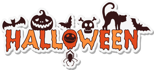 Halloween horror logo. Holiday party paper decoration