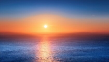 Obraz premium Sunset over the Ocean: Serene landscape photography of a breathtaking sunset casting vibrant hues of orange and blue across a calm ocean. A mesmerizing display of nature's beauty. 