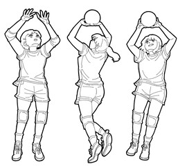 トスをする女の子のイラストセット