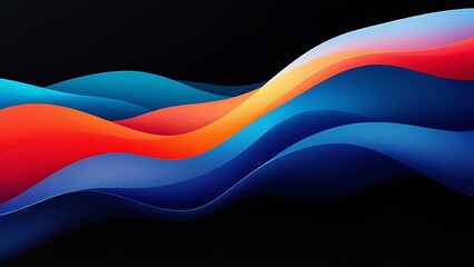 Naklejka premium Vibrant orange teal white psychedelic grainy gradient color flow wave on black background, music cover dance party poster design