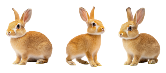 Set of  Golden rabbit illustration isolated on transparent background