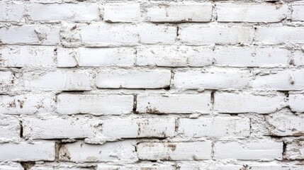 Obraz premium White brick wall backdrop with a textured surface providing extensive blank space ideal for text or product placement
