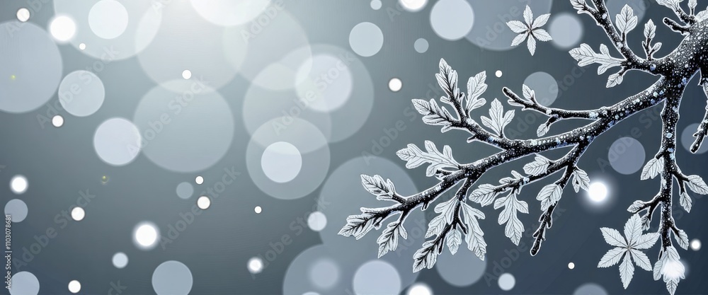 Poster a snowflake design with a blue background. the snowflakes are white and scattered throughout the ima