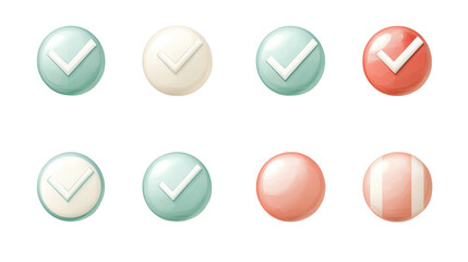 A set of six different colored check marks Transparent Background