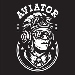 Vintage illustration of flight captain logo