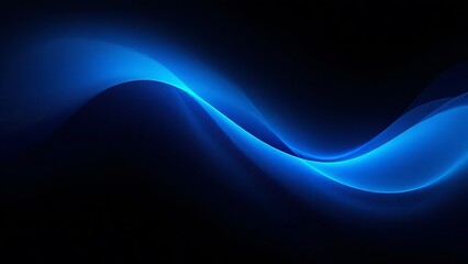 Glowing blue abstract shape, dark grainy black blue background, noise texture futuristic dynamic poster header cover wallpaper banner backdrop design