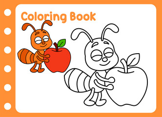 coloring book for kids. cute ant .