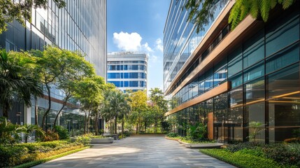Obraz premium Business distrBusiness district in a modern western cityict in a modern western city, vacant area