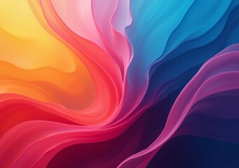 Obraz premium Colorful wave patterns blend harmoniously in abstract artwork featuring smooth transitions