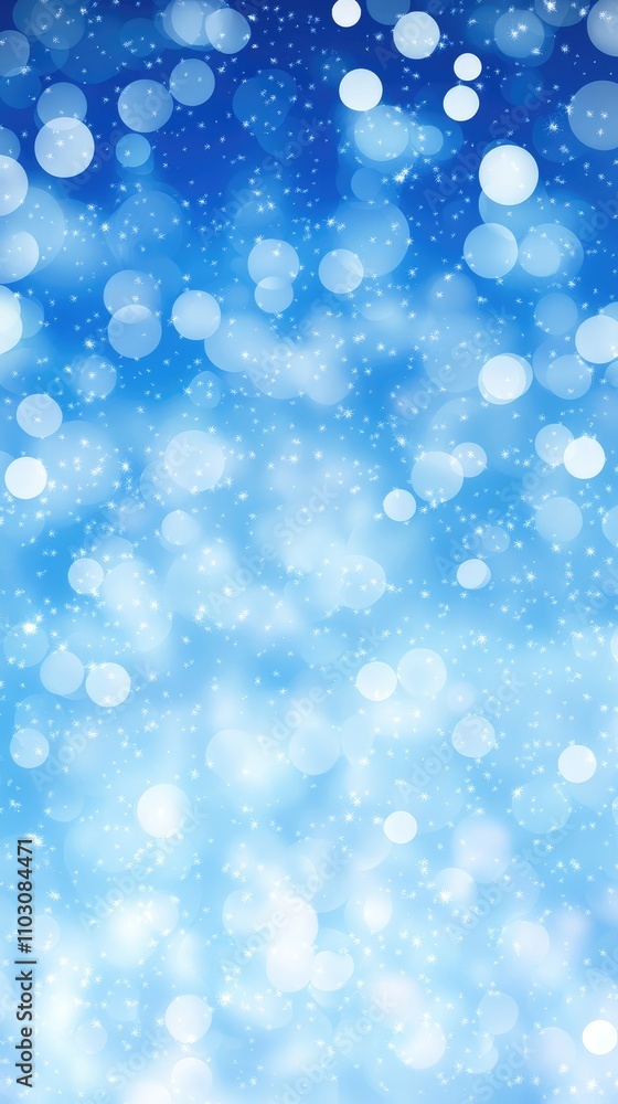 Poster soft blue hues form a dreamy backdrop where shimmering bokeh lights float gently, creating a peacefu
