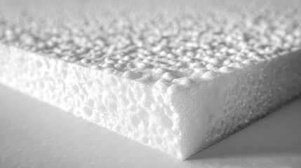 Textured close-up of a polystyrene foam sheet highlighting the unique bumpy surface and pristine white color, showcasing its lightweight and insulating properties.
