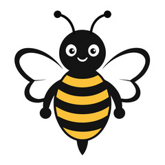 Cute bee silhouette vector Illustration 