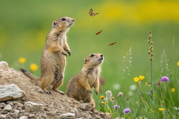 Fototapeta premium Prairie dogs, genus Cynomys outdoors in nature