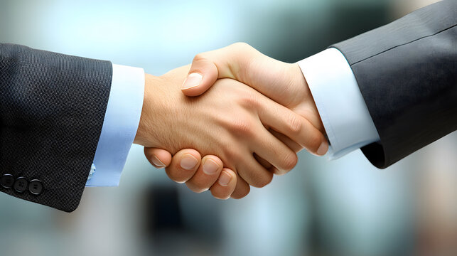 Business handshake between two men in an urban environment professional networking event close-up view