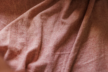 Top view of rumpled sheets in the bedroom after a long night's sleep and waking up in the morning.