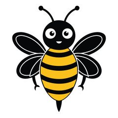 Cute bee silhouette vector Illustration