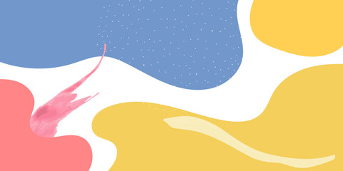 Colorful Abstract background with wave pattern and  hand drawn textures, Memphis style Color wave template, and presentation design.