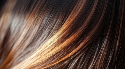 Naklejka premium Smooth Caramel Balayage Highlights Flowing Through Straight Medium Length Hair with Rich Dimension and Warm Undertones