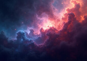 Fototapeta premium Stunning cosmic clouds illuminated by vibrant pink and blue hues in deep space
