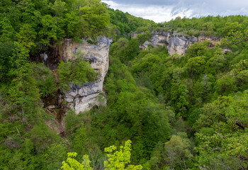 nature park , a walk along the riverbed with an overview of the stone bottom and banks