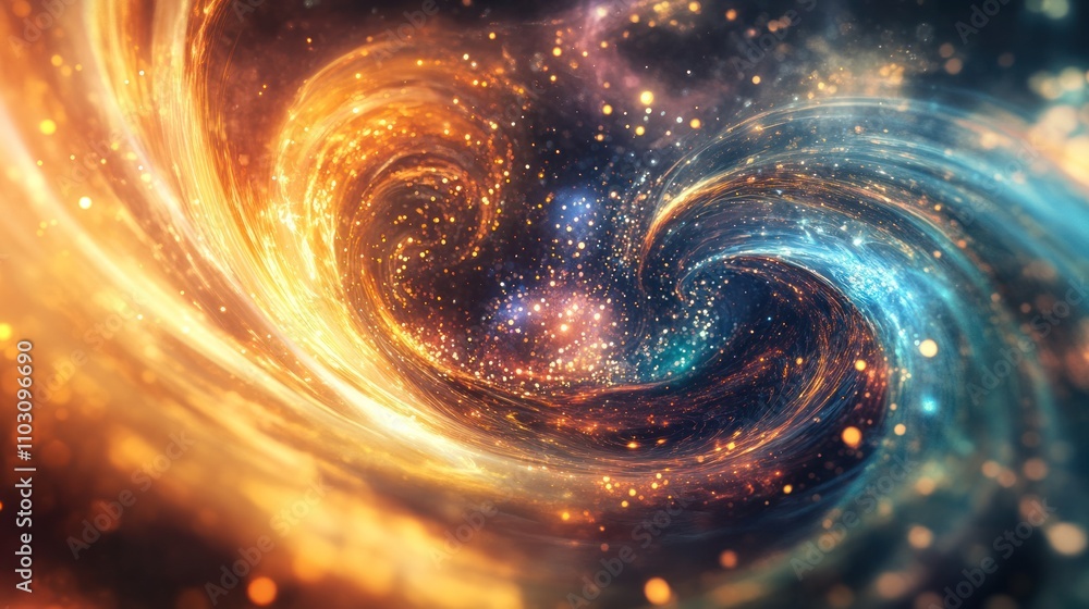 Aufkleber energy fields in space, showcasing swirling patterns of light and dark, representing the mysterious