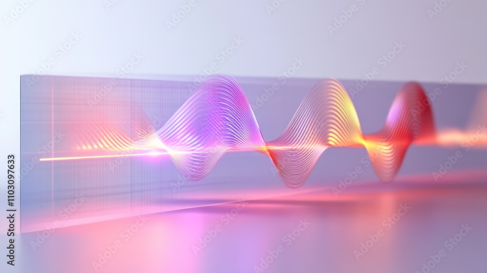 Aufkleber a double-slit experiment setup, showcasing a laser beam passing through two slits onto a detector sc