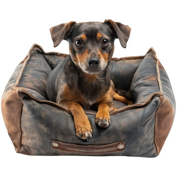 Durable dog bed designed to withstand chewing and scratching white background png