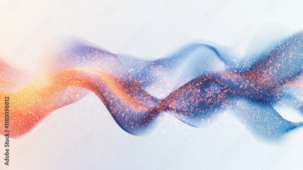 Aufkleber showcasing a glowing quantum entanglement diagram with interconnected particles and waveforms,