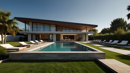 Villa outdoor Design swimming pool grass home.