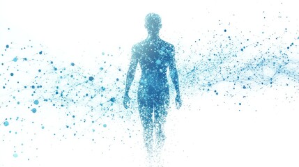 A human face dissolving into particles and data streams, illustrating the concept