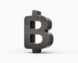 Thailand Baht Currency Symbol Made Of Gray Smooth Cast Iron Modern Design 3d Illustration