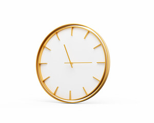Minimalistic Golden Frame Wall Clock Eleven Fifteen 11:15 For Modern Interiors 3D Illustration