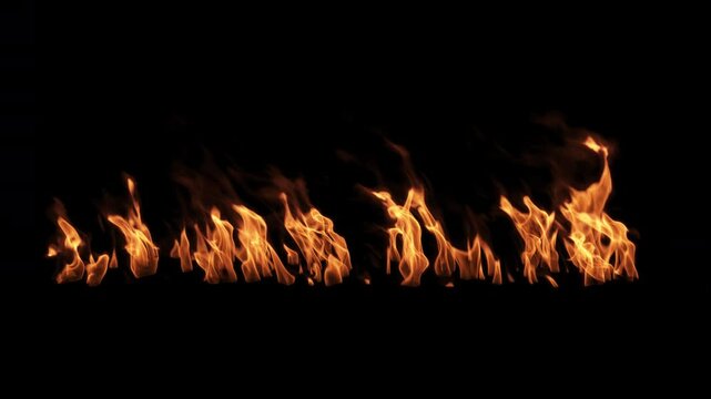 Looped Tilted Fire Flame Pushed by Gentle Air with Alpha Channel for Dynamic Visual Effects and Cinematic Projects.