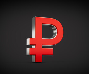 Bold Vibrant Red Ruble Currency Symbol With Sleek Metallic Gleam 3D Illustration