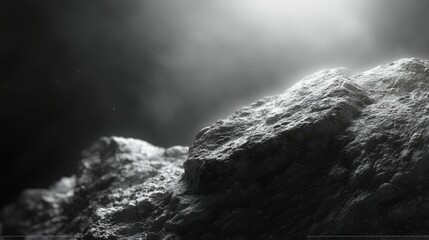 Close-Up of Rocky Asteroid Surface with Textures and Lighting