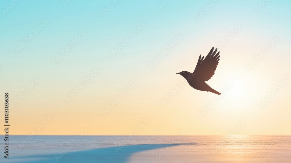 Poster an ordinary light switch casting a shadow in the shape of a bird taking flight, illustrating the ide