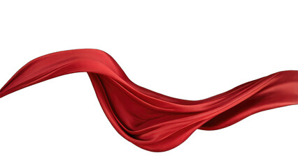 Abstract flowing red fabric, elegant curve, dynamic motion transparent background 