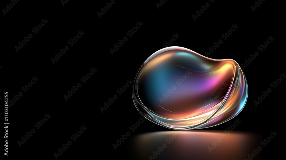 Aufkleber colorful abstract bubble reflecting light in a dark environment creating a sense of tranquility and 