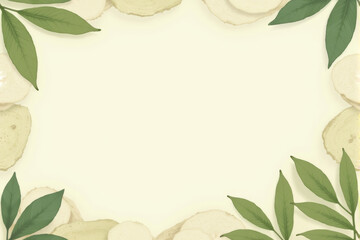 Fototapeta premium A frame of lush green leaves encircles on background.