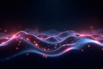 Fototapeta premium A cosmic abstract wave of glowing particles