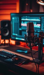 Home Studio Setup with Professional Microphone