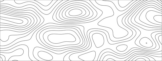 Fototapeta premium Abstract background with vector illustration of topographic line contour map, black-white design. Exploring the Intersection of Topography and Topology. Geographical map shades