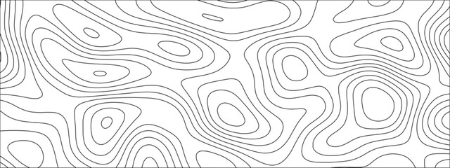 Fototapeta premium Abstract background with vector illustration of topographic line contour map, black-white design. Exploring the Intersection of Topography and Topology. Geographical map shades