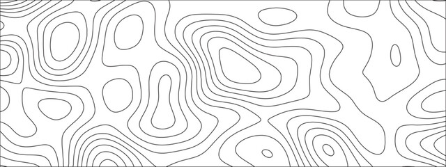 Fototapeta premium Abstract background with vector illustration of topographic line contour map, black-white design. Exploring the Intersection of Topography and Topology. Geographical map shades