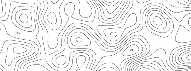 Fototapeta premium Abstract background with vector illustration of topographic line contour map, black-white design. Exploring the Intersection of Topography and Topology. Geographical map shades
