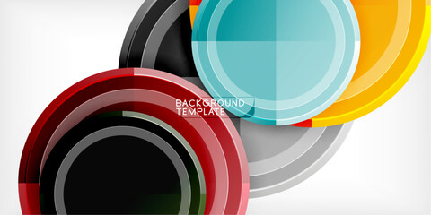 Abstract background - multicolored circles, trendy minimal geometric design, vector illustration