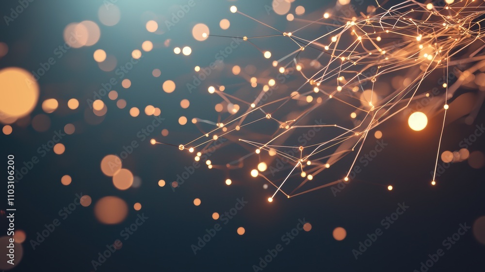 Poster an abstract visualization of data flow with glowing lines and nodes, representing the movement and p