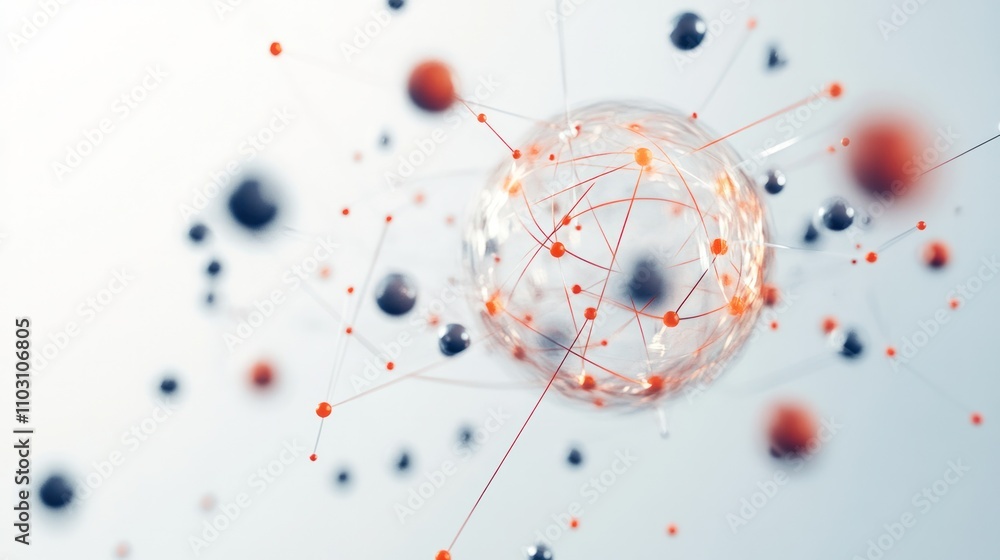 Poster subatomic particles in motion, emitting a soft glow with dotted lines representing quantum fields