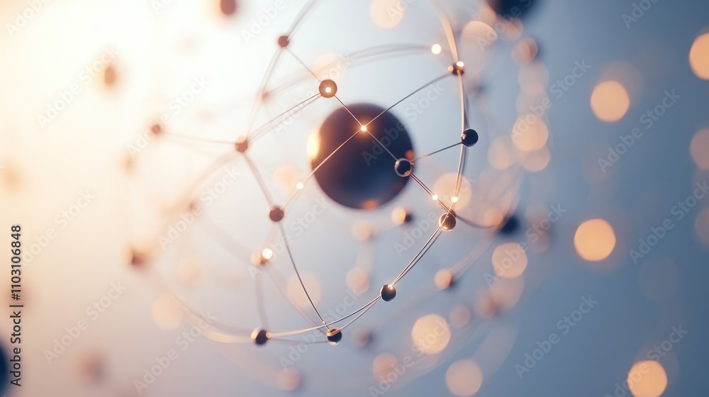 Poster subatomic particles in motion, emitting a soft glow with dotted lines representing quantum fields